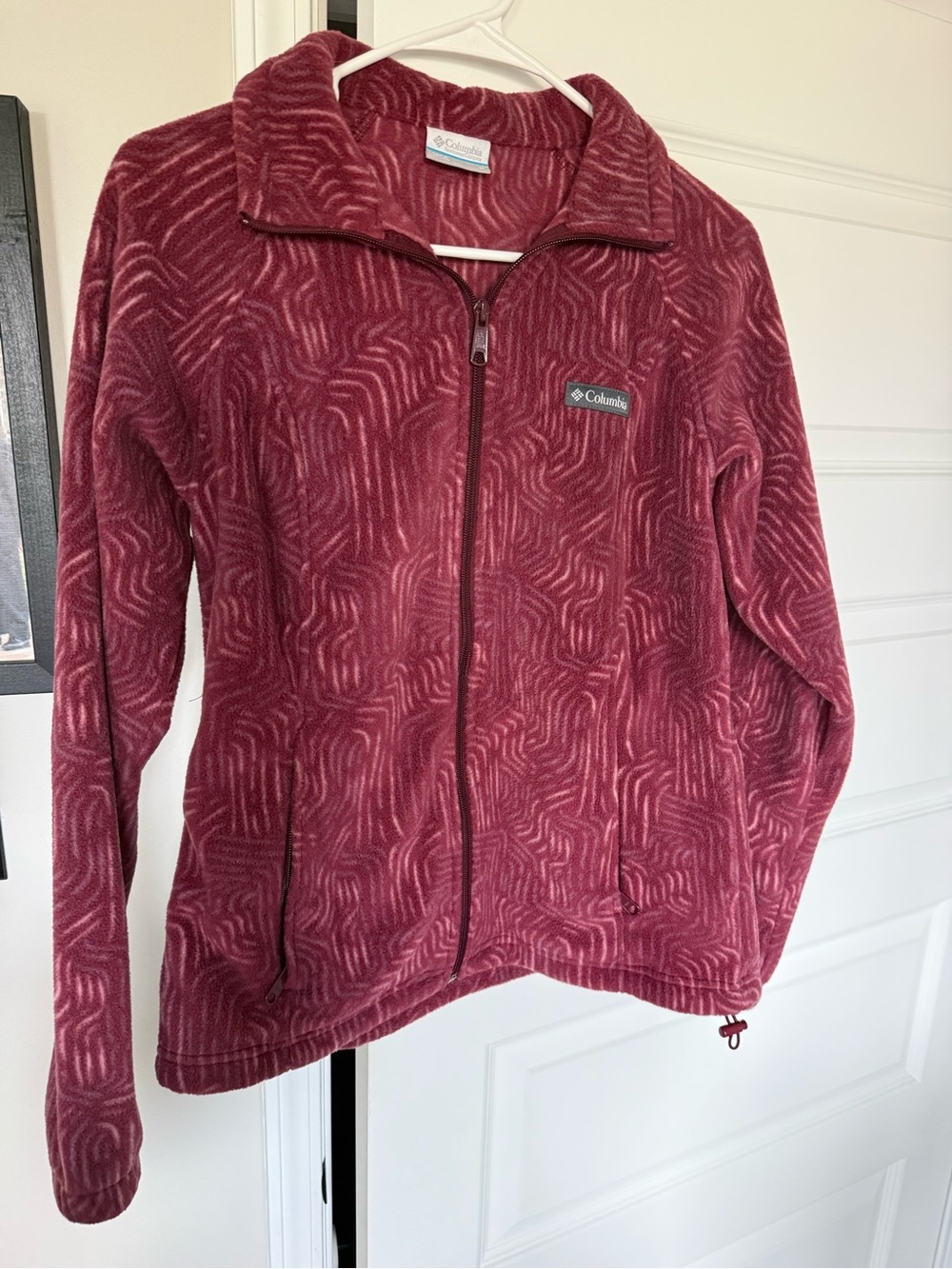 Columbia Women's Maroon Patterned Teddy Fleece Jacket